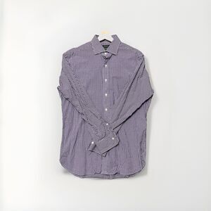 Ralph Lauren Long Sleeve Button Shirt Men's Size 16 Purple Gingham Plaid